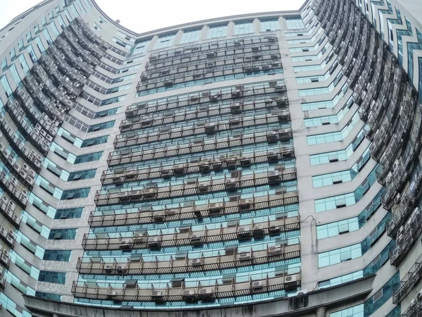 Vista Das Unidades Condicionado Nas Paredes Edifício Andares Cidade Fuzhou — Fotografia de Stock