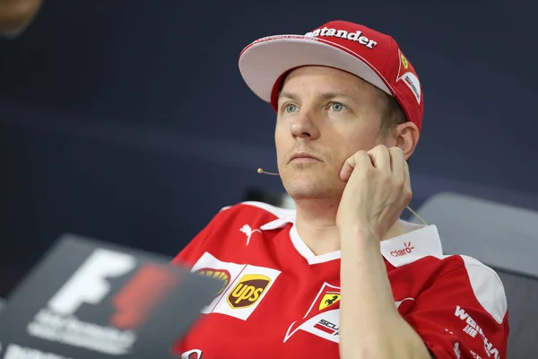 Kimi Raikkonen Pilote Finlandaise Ferrari Assiste Une Conférence Presse Vue — Photo