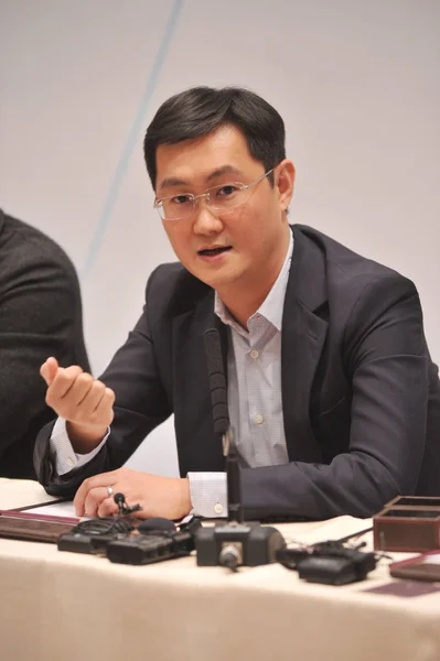 Pony Huateng Předseda Ceo Tencent Holdings Ltd Hovoří Tiskové Konferenci — Stock fotografie