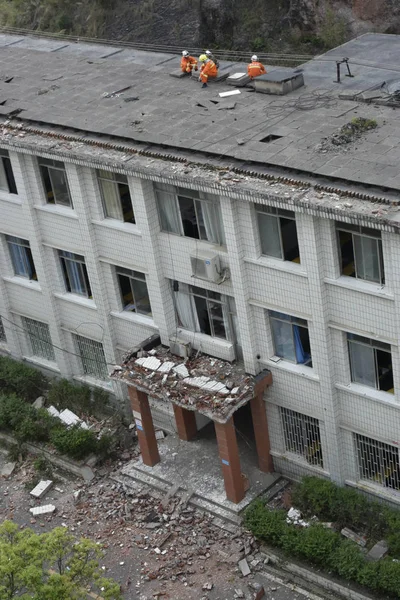 Vista Del Lugar Del Accidente Después Que Muro Derrumbó Escuela — Foto de Stock