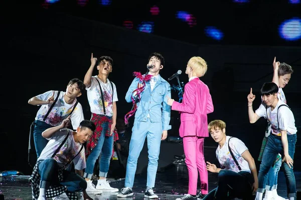 Miembros Del Grupo Chicos Surcoreanos Got7 Presentan Concierto Shanghai China —  Fotos de Stock