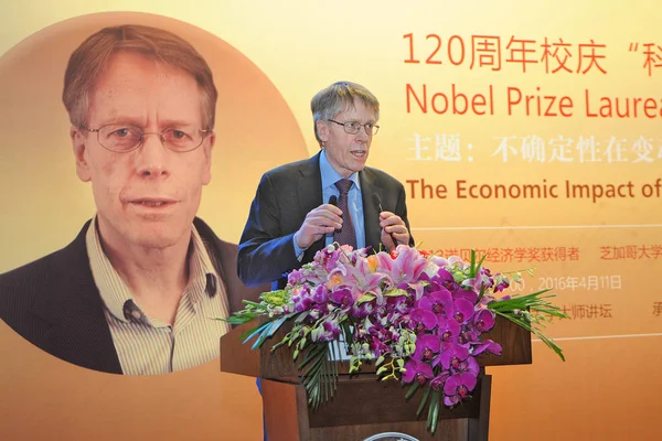 Американський Економіст Ларс Пітер Хансен Переможець 2013 Нобелівська Премія Економіки — стокове фото