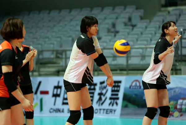 Японський Гравці Беруть Участь Навчальній Сесії Майбутніх Міжнародний Жіночий Волейбол — стокове фото