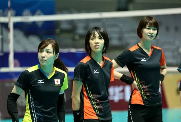 Japanische Spieler Nehmen Einer Trainingseinheit Für Ein Anstehendes Internationales Frauenvolleyball — Stockfoto