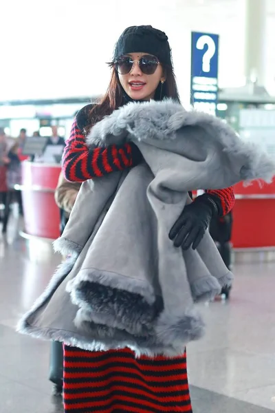 Taiwanese Model Actress Lin Chi Ling Arrives Beijing Capital International — Φωτογραφία Αρχείου