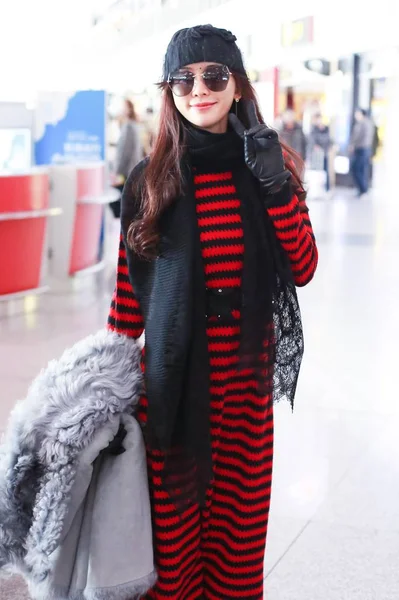 Taiwanese Model Actress Lin Chi Ling Arrives Beijing Capital International — Stock Photo, Image