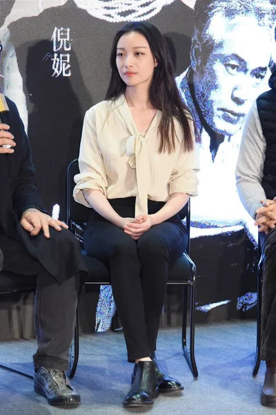 Chinese Actrice Woont Een Persconferentie Voor Nieuw Drama Shanghai China — Stockfoto