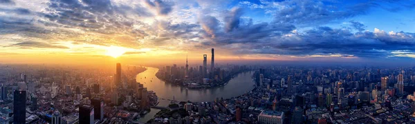 Panoramatický Pohled Oblast Puxi Řeka Huangpu Finanční Obvod Lujiazui Pchutongu — Stock fotografie