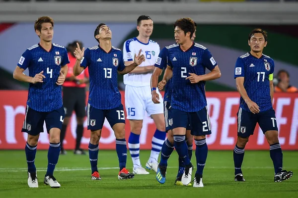 Yoshinori Muto Second Left Japan National Football Team Celebrates Scoring — Stock Photo, Image