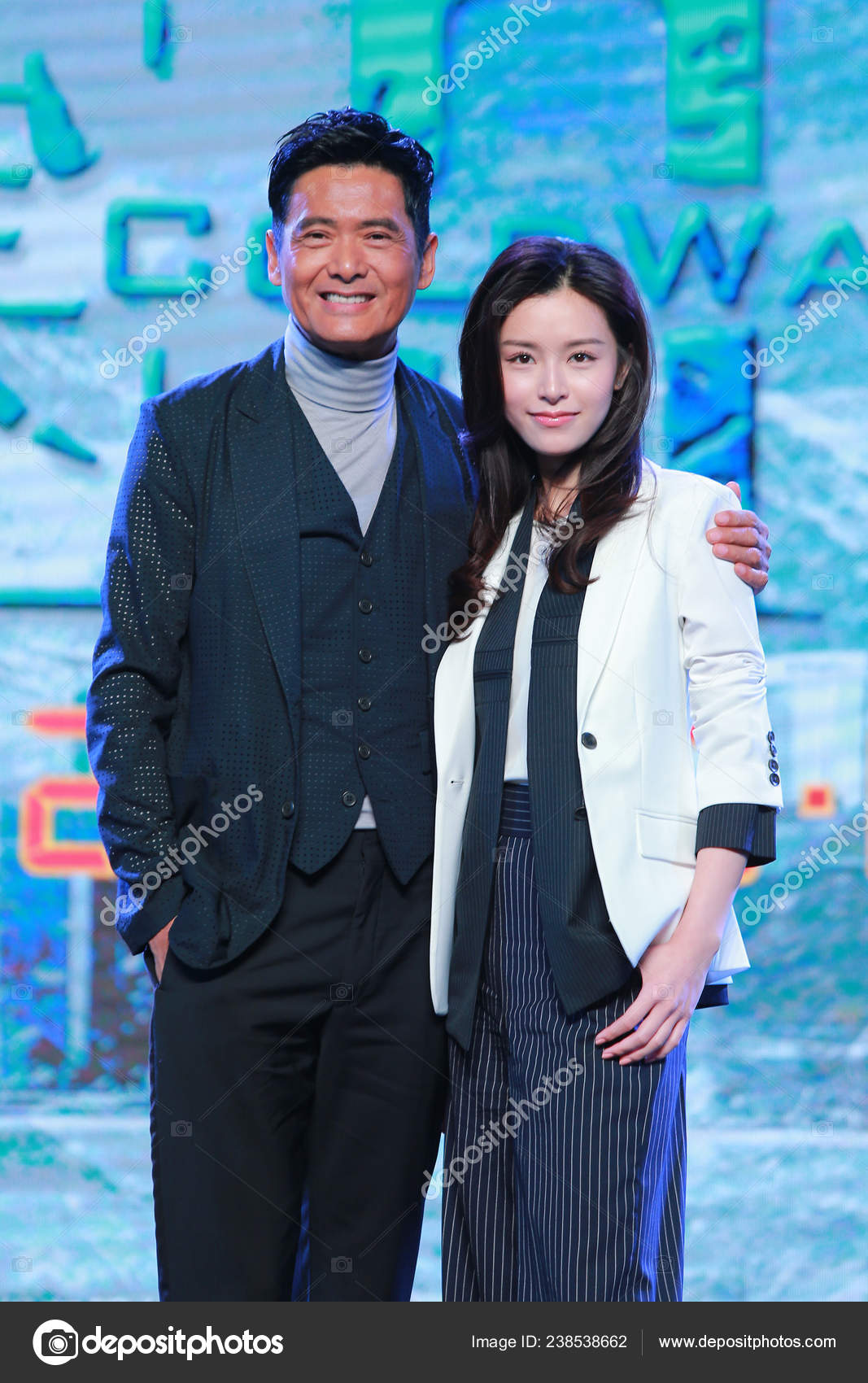 Hong Kong Actor Chow Yun Fat Left Actress Janice Man Stock Editorial Photo C Chinaimages