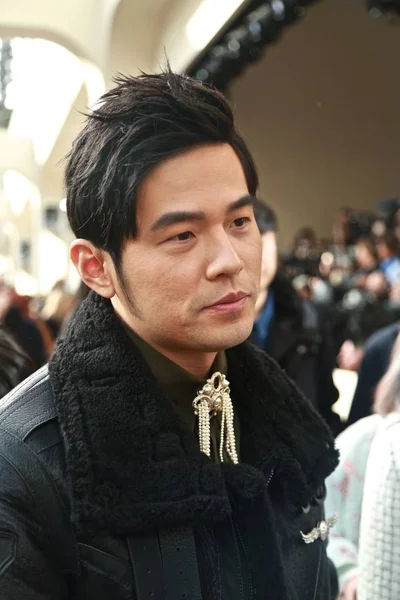 Cantor Taiwanês Jay Chou Assiste Desfile Moda Chanel Durante Queda — Fotografia de Stock
