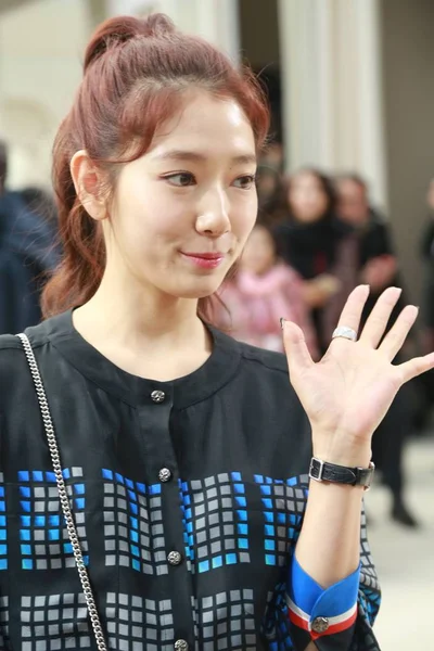 Atriz Sul Coreana Park Shin Hye Participa Desfile Moda Chanel — Fotografia de Stock