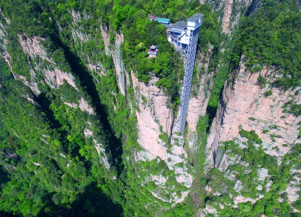 Vue Aérienne Ascenseur Bailong Également Connu Sous Nom Ascenseur Des — Photo