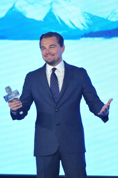 American Actor Leonardo Dicaprio Attends Press Conference Promote His New — Stock Photo, Image