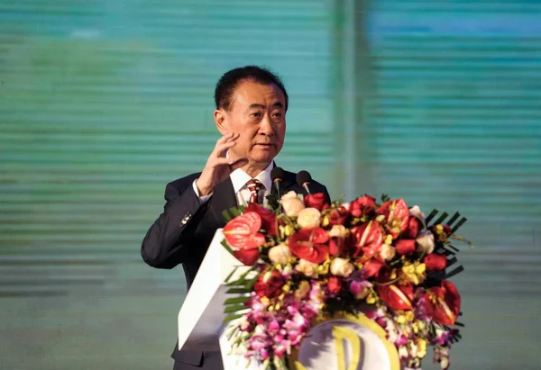 Wang Jianlin Presidente Wanda Group Pronuncia Discurso Una Ceremonia Firma —  Fotos de Stock