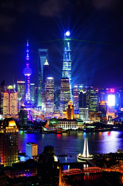 Wgląd Nocy Dzielnicy Finansowej Lujiazui Shanghai Tower Najwyższe Prawo Shanghai — Zdjęcie stockowe