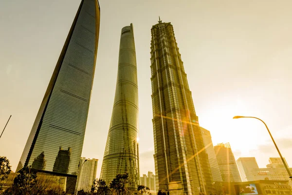 Вид Lujiаui Фінансовий Район Шанхайської Вежі Центр Високий Шанхай Світ — стокове фото