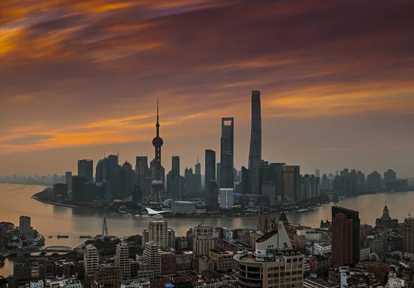 Una Vista Panoramica Del Bund Lungo Fiume Huangpu Distretto Finanziario — Foto Stock