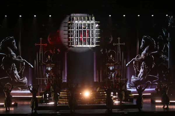 Chanteuse Américaine Madonna Produit Lors Concert Lors Rebel Heart World — Photo