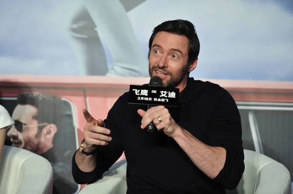 Actor Australiano Hugh Jackman Asiste Una Reunión Fans Para Promocionar — Foto de Stock