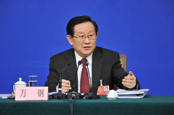 Wan Bende Minister Van Wetenschap Technologie Van China Antwoord Een — Stockfoto