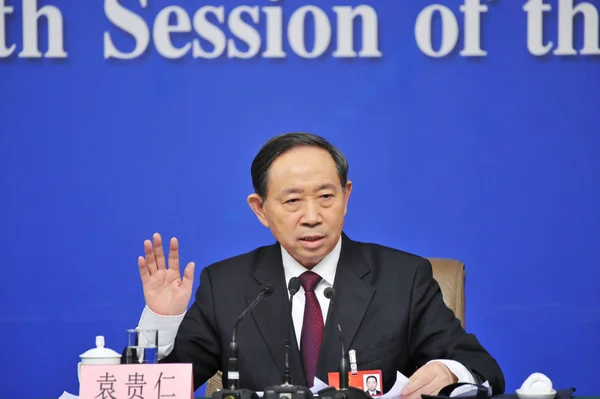Ministro Educación Chino Yuan Guiren Habla Durante Una Conferencia Prensa —  Fotos de Stock