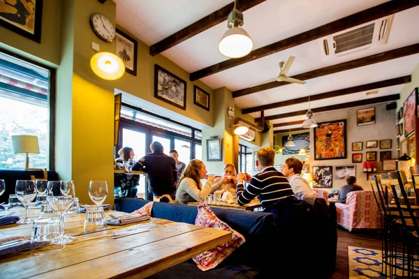 Uma Vista Interior Restaurante Petanque Xangai China Janeiro 2016 — Fotografia de Stock