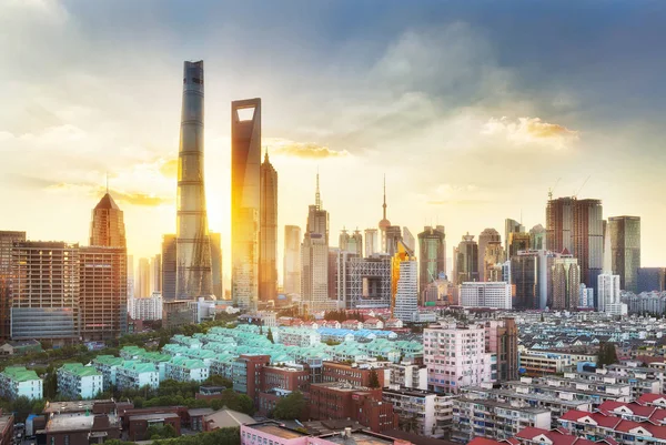Міський Пейзаж Захід Від Фінансового Округу Lujijui Старими Будинками Шанхай — стокове фото