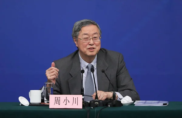 Zhou Xiaochuan Guvernér Lidové Banky Pboc Čínská Centrální Banka Hovoří — Stock fotografie