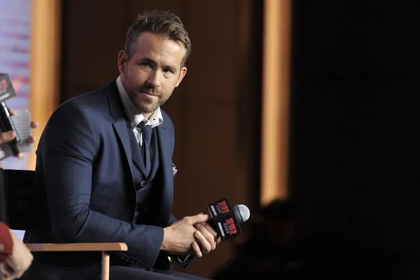 Canadian American Actor Ryan Reynolds Attends China Press Conference His — Stock Photo, Image