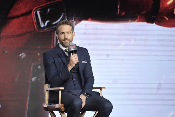 Canadian American Actor Ryan Reynolds Attends China Press Conference His — Stock Photo, Image