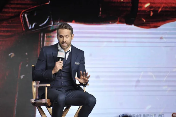 Canadian American Actor Ryan Reynolds Attends China Press Conference His — Stock Photo, Image