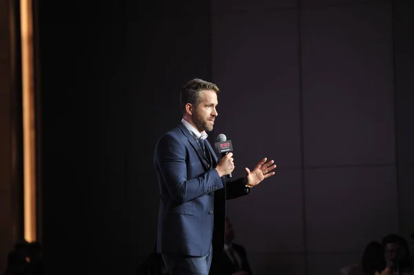 Ator Canadense Americano Ryan Reynolds Participa Conferência Imprensa China Para — Fotografia de Stock