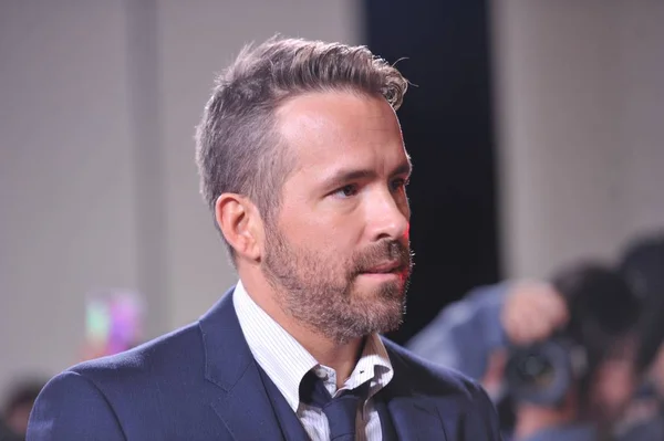 Kanadensisk Amerikansk Skådespelare Ryan Reynolds Sköter Kina Presskonferensen För Sin — Stockfoto