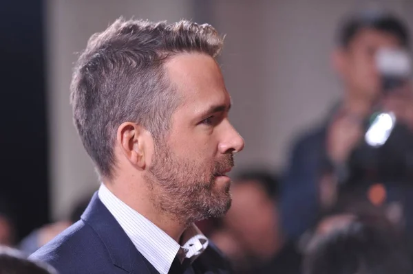 Canadian American Actor Ryan Reynolds Attends China Press Conference His — Stock Photo, Image