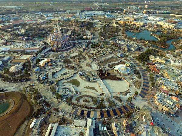 Vista Aérea Del Shanghai Disney Resort Construcción Pudong Shanghai China —  Fotos de Stock