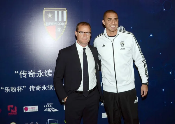 Franse Voetbalster David Trezeguet Juiste Italiaanse Voetbalster Gianluca Pessotto Ook — Stockfoto