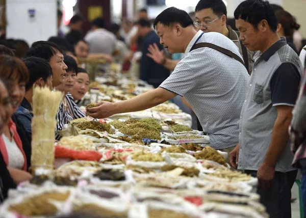 Čínští Kupci Nakupujte Pro Léčivé Materiály Tradičních Čínských Léků Tcm — Stock fotografie