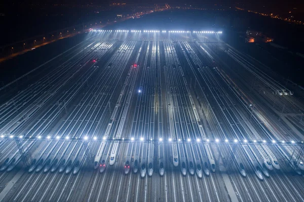 Aerial View Crh China Railway High Speed Bullet Trains Full — Stock Photo, Image