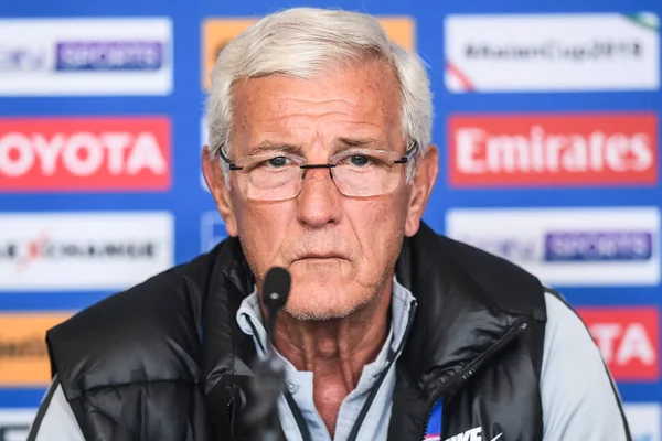 Entrenador Marcello Lippi Selección Fútbol Masculino China Asiste Una Conferencia — Foto de Stock