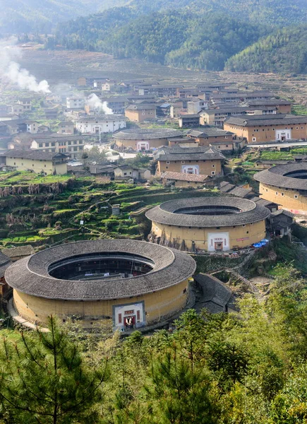 Blick Auf Chuxi Tulou Cluster Oder Irdene Gebäude Chuxi Dorf — Stockfoto