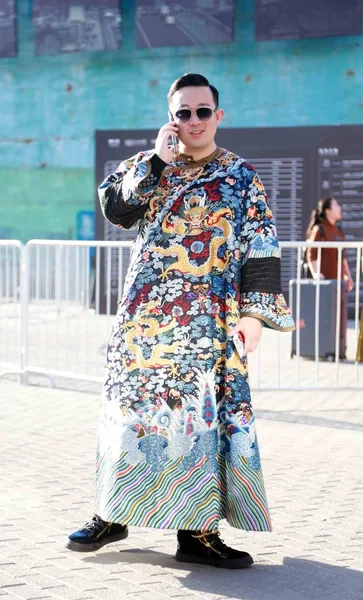 Ajuste Calle Durante Semana Moda China Otoño Invierno 2016 Beijing — Foto de Stock