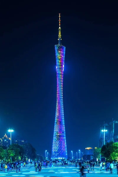 Vista Noturna Torre Cantão Cidade Guangzhou Província Guangdong Sul China — Fotografia de Stock