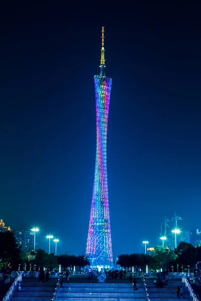 Νυχτερινή Άποψη Του Πύργου Του Καντονίου Στην Πόλη Guangzhou Επαρχία — Φωτογραφία Αρχείου