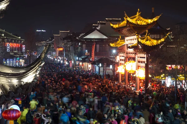 Turisti Affollano Luogo Panoramico Del Tempio Confucio Durante Festa Del — Foto Stock
