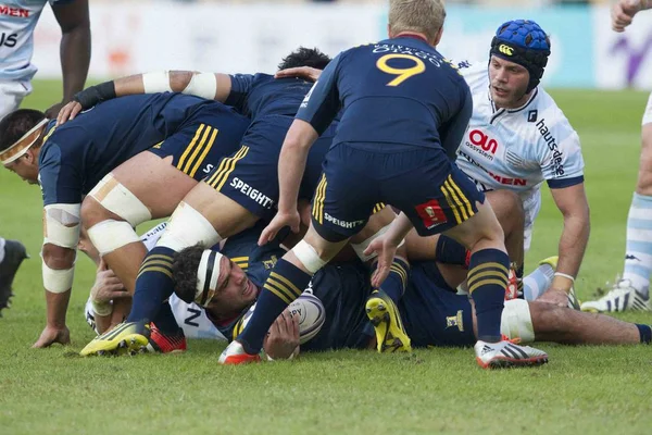 Players France Racing Light Blue New Zealand Highlanders Compete Natixis — Stock Photo, Image