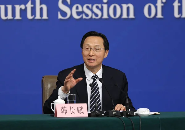 Ministro Agricultura Chino Han Changfu Responde Una Pregunta Una Conferencia —  Fotos de Stock