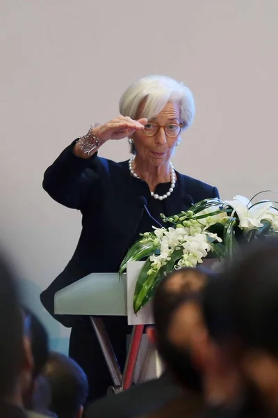 Nemzetközi Valutaalap Imf Ügyvezető Igazgatója Christine Lagarde Szállít Beszéd Egy — Stock Fotó