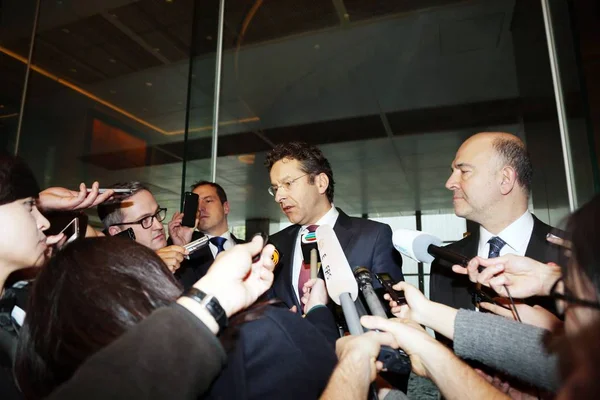 Eurogruppens Ordförande Jeroen Dijsselbloem Vänster Och Ekonomiska Och Finansiella Frågor — Stockfoto