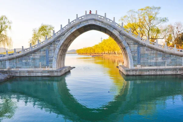 Landschap Van Een Brug Het Kunming Meer Het Zomerpaleis Ook — Stockfoto